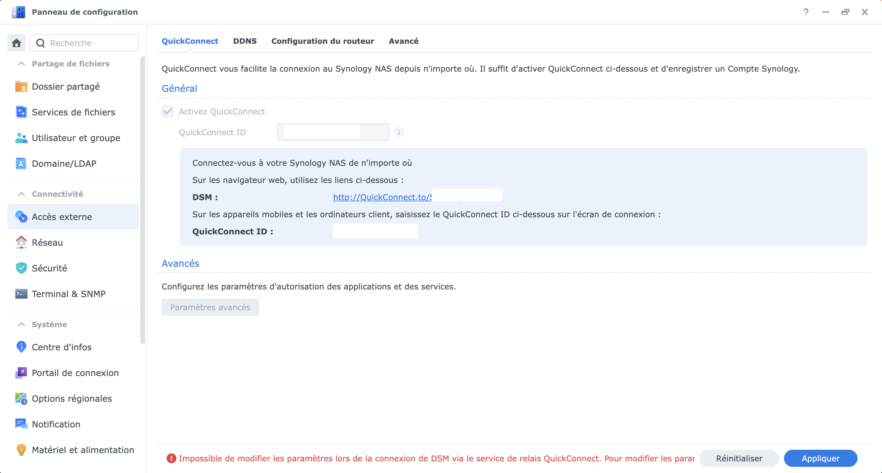 QuickConnect : configuration